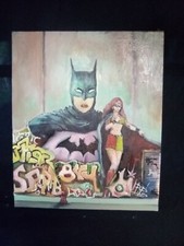 tableau huile sur toile, genre street art batman comics, 60x50 cm