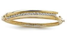 Bracelet Jonc 60 mm Ouvrable Rail de Diamant Cz Plaqué Or 18K Dolly-Bijoux