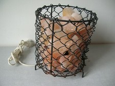 Lampe luminaire d'ambiance en métal et cristal en pierre de sel de 18,5 cm 