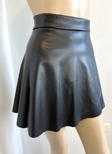 jupe T38 simili faux cuir noir patineuse zippée au dos ample 839!