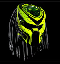 CASQUE MOTO PREDATOR CUSTOM HEAD SKULL YELLOW LINE (CERTIFIÉ DOT & ECE)
