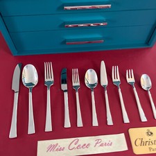 SET MENAGERE  127P CHRISTOFLE CONCORDE TRÈS BEL ETAT METAL ARGENTE COFFRE NEUF;