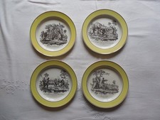 4 ASSIETTES EN FAIENCE DE CREIL procédé Legros D'Anizy vers 1820