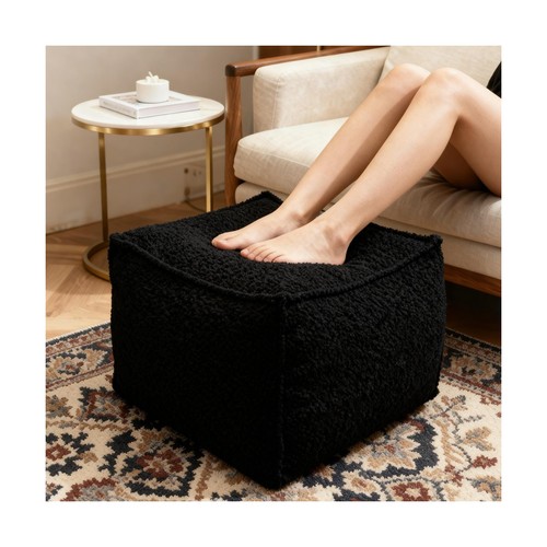 Square boucle pouf ottoman - square,