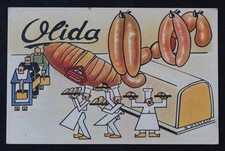 Carte postale publicitaire OLIDA charcuterie illustrateur Reverdy Art Déco 2