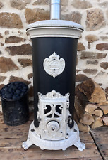 Poêle à BOIS Godin 124 / 3721 Emaillé Blanc grand rond  sortie 125mm  10Kw