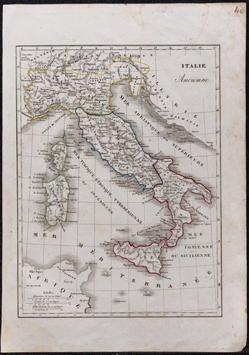 1835 italie antique carte - -,