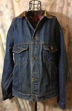 Marlboro Country Store Leather Collar Denim Jacket. Size Large 
