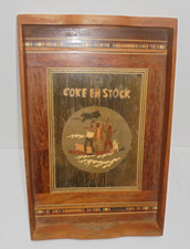 Jolie rare marqueterie artisanale COKE EN STOCK TINTIN MILOU Haddock en plateau