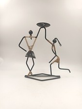 Bougeoir vintage fer et rotin