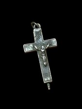 Ancienne Croix Reliquaire & Pendentif & Argent Massif & XIX Eme 