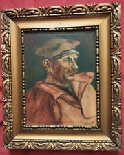 Superbe huile du XXe siècle école Belge  " portrait d'un  pêcheur en vareuse "