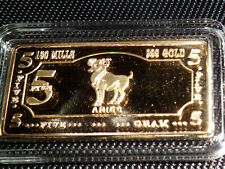 1 LINGOT 5 GRAMMES PLAQUÉ OR 999