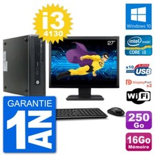 PC HP 800 G1 Ecran 27" Core i3-4130 RAM 16Go Disque 250Go Windows 10 Wifi
