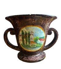 LOUIS BAUDE MONTIGNY SUR LOING.VASE AVEC PAYSAGE EN MEDAILLON. 1930