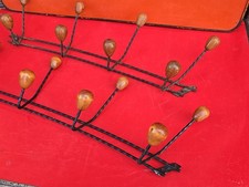 Paire Porte Manteau patère 8 boules en bois Métal Années 50 60 vintage Ancien 