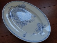 PEXONNE UN ANCIEN PLAT A VIANDE FAIENCE FF SERVICE CAMPAGNE lg 38 cm