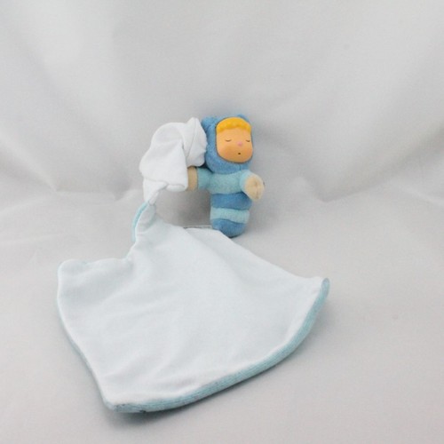 Doudou plat cotoons bleu - doudou,