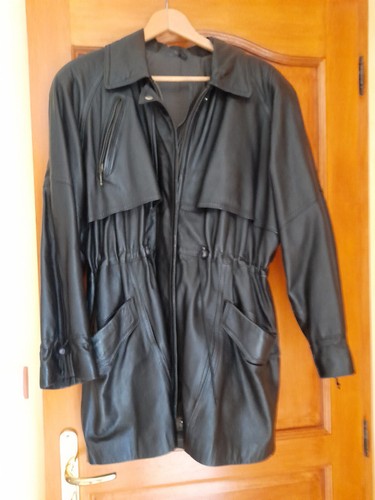 Veste longue femme cuir noir - cuir,