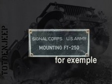 LABEL plaque plaquette BRASS FT250 SUPPORT RADIO BC620 659 jeep willys us ww2