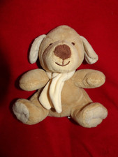 Doudou Peluche BENGY Chien Assis Beige Ecru Echarpe 20 cm