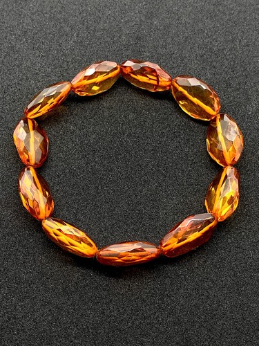Bracelet ambre sculpté - bracelet, en