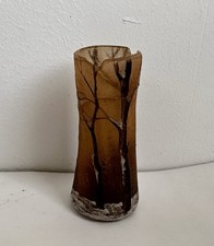 Ancien vase miniature patte de verre art nouveau signé Daum Nancy France forêt