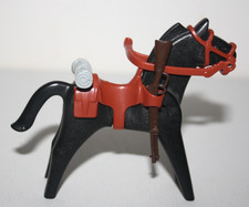 PLAYMOBIL 3811 CHEVAL NOIR SELLE COUVERTURE SOLDAT NORDISTE CAVALERIE US WESTERN