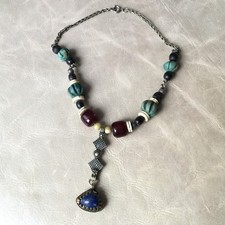 Collier Ethnique Ancien Pendentif avec Lapis Lazuli