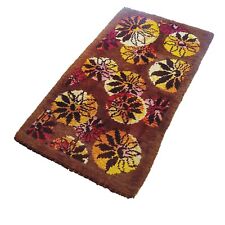 MAGNIFIQUE TAPIS EN LAINE VINTAGE 70'S  POP RETRO FLOWER POWER BOHÈME 