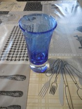 Verre bleu bullé a pastis