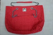 SONIA RYKIEL SAC CABAS TISSUS MATELASSE ROUGE FERMOIR PYRAMIDE ARGENT VIEILLI