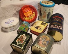 Boîtes métalliques décorées, lot de 8