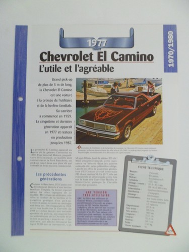 Carte fiche auto chevrolet - auto, el