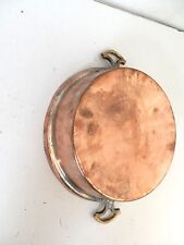 Ancienne Casserole En Cuivre Étainé Et Poli Avec Poignées En Laiton