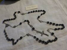 ancien chapelet  59 grains perle noir en corozo tagua 51 cm fab France ancienne