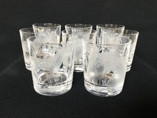 Service 8 VERRES À WHISKY en VERRE GRAVÉ à Décor de CHEVAUX Signés