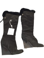 Tres Belle Et Authentique Bottes Daim Noir Louis Vuitton 38