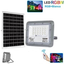 Phare Projecteur Panneau Solaire de Luminosité Télécommande LED RGB Blanc Froid