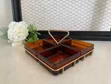 4 ⚜️ Ancien Serviteur Apéritif Plateau Apéro Vereco en Verre et Laiton Vintage