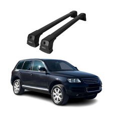 Barres de Toit Transversales pour VW Touareg 2002-2010 Alu Noir 2x