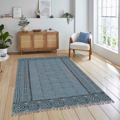 Coton gris tapis handmade - gris,