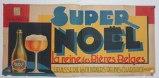 Super Noel vers 1950 Affiche Originale Publicitaire Bières Belges Alcool