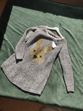 Robe pull femme gris et paillettes dorées lapin Neuf avec étiquette hiver