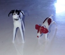 FIGURINE de VERRE , couple de CHIENS COQUINS , verrerie Murano