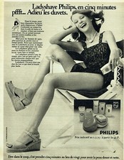 Publicité Advertising 420  1975  Philips  le Ladyshave  adieu les duvets  épilat