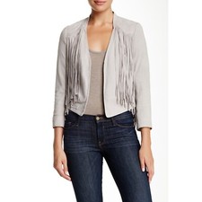 Neuf DOMA Véritable Chèvre Cuir Daim Frange Veste Grande Taille L En Souple Gris