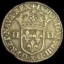 1/4 D'écu Titulature Côté De L'écu 1644 X Amiens Louis XIV Rarissime 8780 Ex.