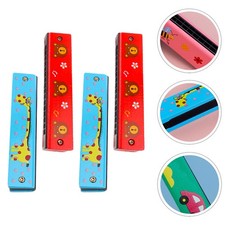 4pcs en bois harmonica double