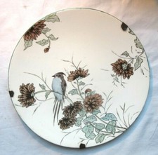 2A11- Assiette lentille Art-Déco Nouveau, Oiseau exotique perché sur des fleurs 